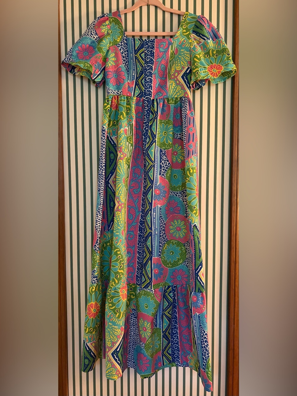 Vibrant Vintage Floral Maxi Dress